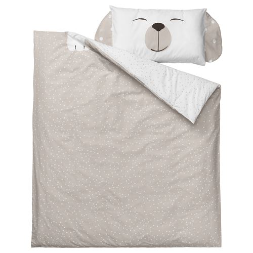 IKEA - DRÖMSLOTT, quilt cover/pillowcase for cot, beige, 60x120 cm