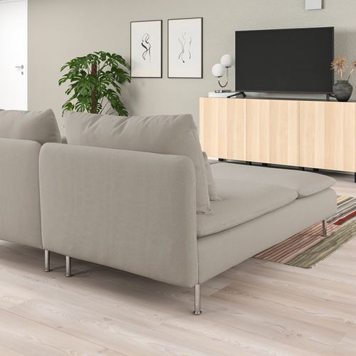 IKEA - SÖDERHAMN, 3-seat sofa and chaise longue, fridtuna light beige