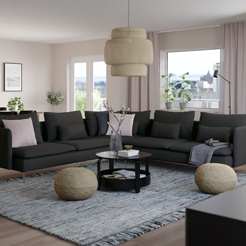 IKEA - SÖDERHAMN, 6-seat corner sofa, fridtuna dark grey