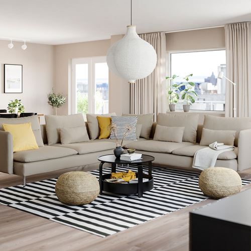 IKEA - SÖDERHAMN, 6-seat corner sofa, fridtuna light beige