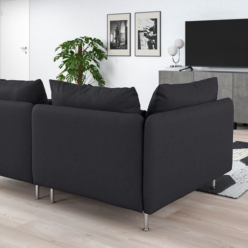 IKEA - SÖDERHAMN, 3-seat sofa and chaise longue, fridtuna dark grey