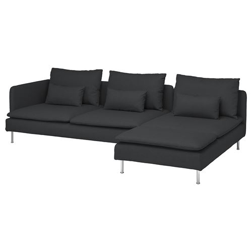 IKEA - SÖDERHAMN, 3-seat sofa and chaise longue, fridtuna dark grey