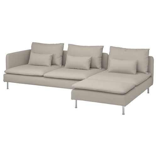 IKEA - SÖDERHAMN, 3-seat sofa and chaise longue, fridtuna light beige