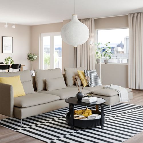 IKEA - SÖDERHAMN, 3-seat sofa and chaise longue, fridtuna light beige