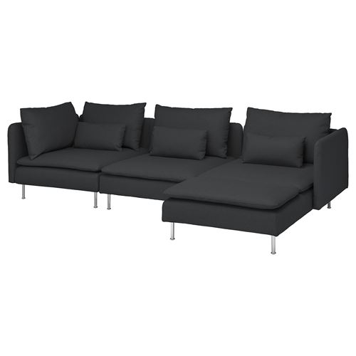 IKEA - SÖDERHAMN, 3-seat sofa and chaise longue, fridtuna dark grey