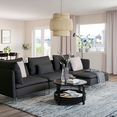 IKEA - SÖDERHAMN, 3-seat sofa and chaise longue, fridtuna dark grey