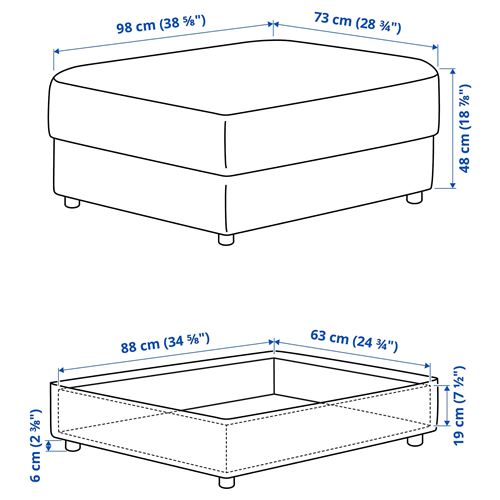 IKEA - VIMLE, pouffe with storage, Gunnared medium grey