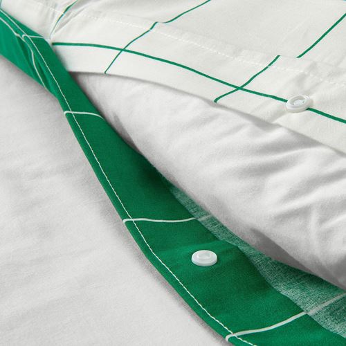 IKEA - VITKLOVER, single duvet cover sets, white/green, 150x200/50x60 cm