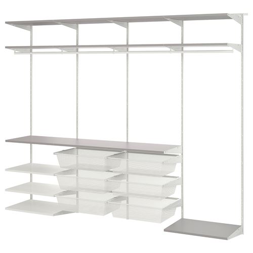 IKEA - BOAXEL, shelving unit, white/grey, 250x40x201 cm