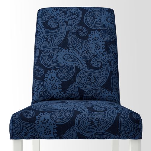 IKEA - BERGMUND, upholstered wooden chair, white-kvillsfors dark blue