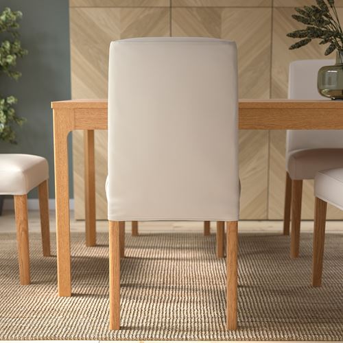 IKEA - BERGMUND, upholstered wooden chair, oak effect-hallarp beige