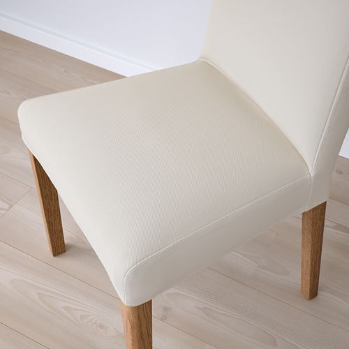 IKEA - BERGMUND, upholstered wooden chair, oak effect-hallarp beige