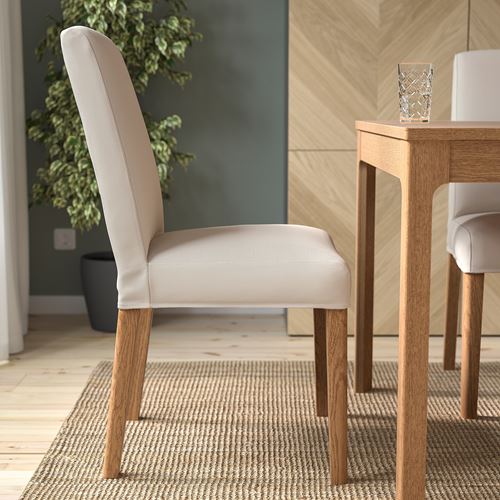 IKEA - BERGMUND, upholstered wooden chair, oak effect-hallarp beige