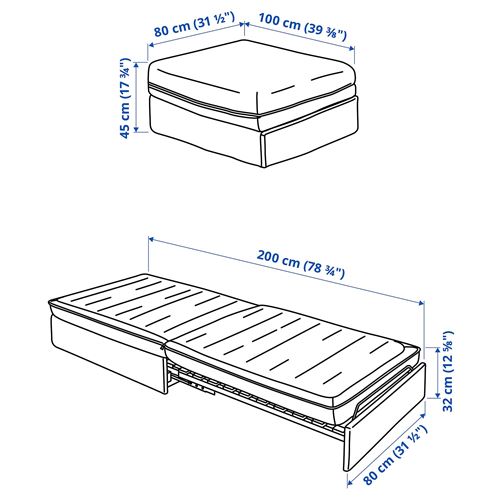 IKEA - VALLENTUNA, seating unit with bed, kelinge anthracite