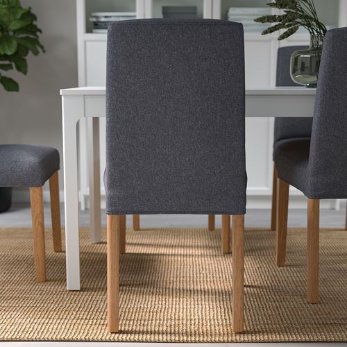 IKEA - BERGMUND, upholstered wooden chair, oak appearance-medium grey