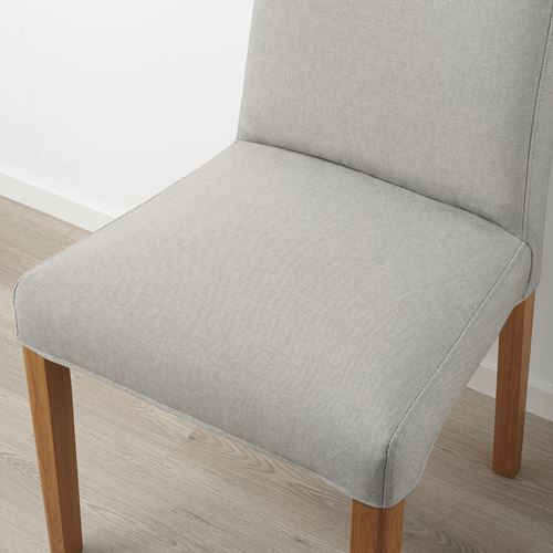 IKEA - BERGMUND, upholstered wooden chair, oak effect-orrsta light grey