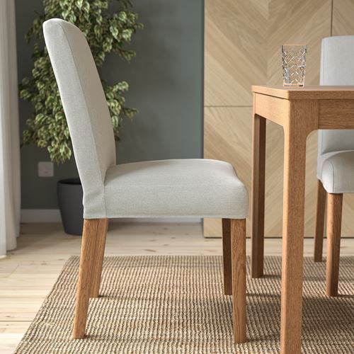 IKEA - BERGMUND, upholstered wooden chair, oak effect-orrsta light grey