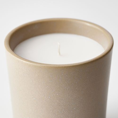 IKEA - JAMLIK, scented candle in pot, light beige, 50 hr