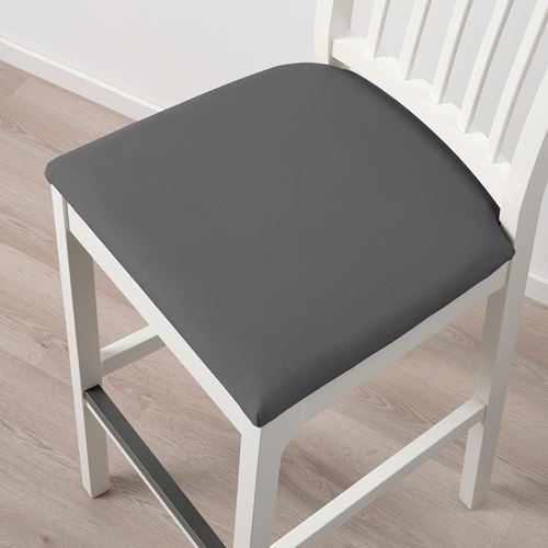 IKEA - EKEDALEN, bar chair, white/Hakebo dark grey, 75 cm