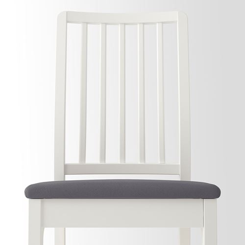 IKEA - EKEDALEN, upholstered wooden chair, white/Hakebo dark grey