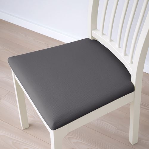 IKEA - EKEDALEN, upholstered wooden chair, white/Hakebo dark grey