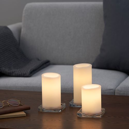 IKEA - ADELLÖVTRAD, LED scented block candle, white