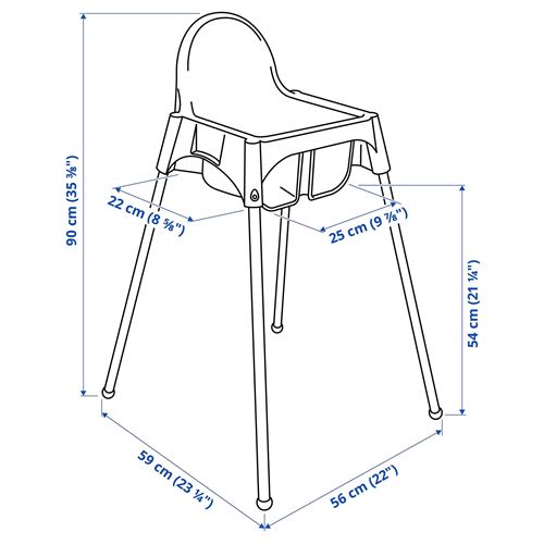 IKEA - ANTILOP, highchair, white, 90 cm