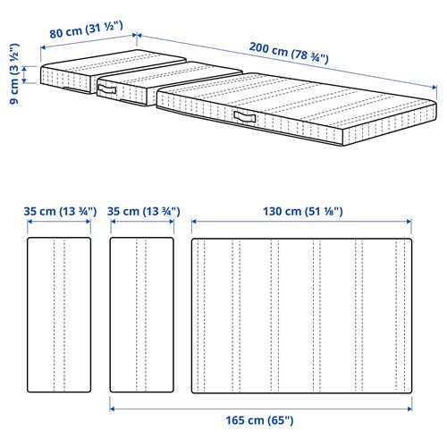 IKEA - NATTSMYG, mattress for extendable bed, white, 80x200 cm