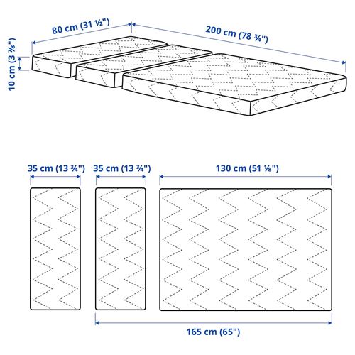 IKEA - VIMSIG, mattress for extendable bed, white, 80x200 cm