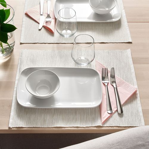 IKEA - GODMIDDAG, plate set, white, 18x30 cm