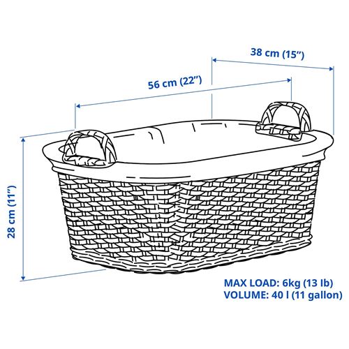 IKEA - TOLKNING, laundry bag, willow, 40 l
