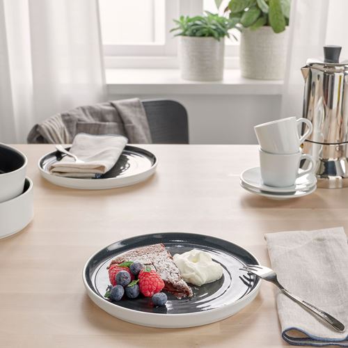 IKEA - OMBONAD, side plate set, grey, 20 cm