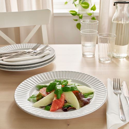 IKEA - STRIMMIG, plate set, white, 27 cm