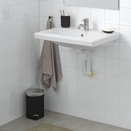 IKEA - TVALLEN/RANNILEN, sifonlu lavabo, beyaz, 64x43 cm