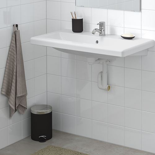 IKEA - TVALLEN/RANNILEN, sifonlu lavabo, beyaz, 84x43 cm