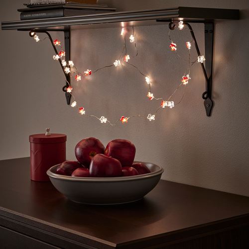 IKEA - STRALA, aydınlatma zinciri, kırmızı-beyaz, 4.5 m