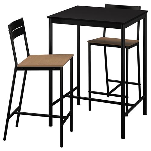 IKEA - SANDSBERG/SANDSBERG, bar table and bar stools set, black, 2 stools