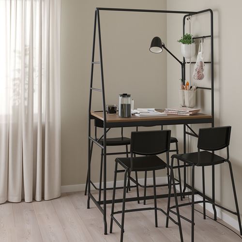 IKEA - HAVERUD/STIG, bar table and bar stools set, black, 4 stools