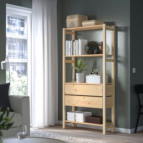 IKEA - IVAR, shelving unit with drawers, pine, 89x30x179 cm