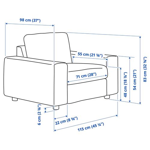 IKEA - VIMLE, tekli koltuk, gunnared orta gri