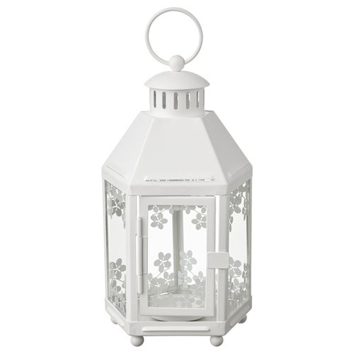 IKEA - KRINGSYNT, lantern, white, 21 cm