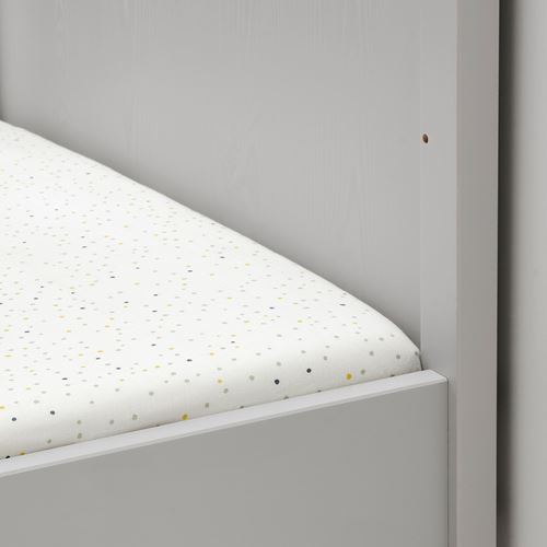 IKEA - DRÖMSLOTT, fitted sheet for cot, white/patterned, 60x120 cm