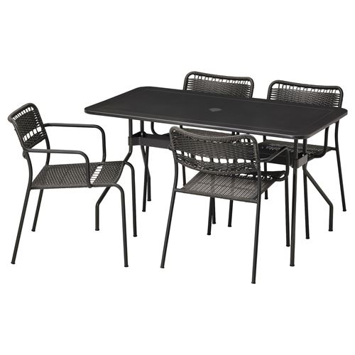 IKEA - LACKÖ/VIHOLMEN, masa ve sandalye seti, koyu gri