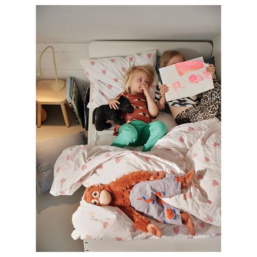 IKEA - BARNDRÖM, single quilt cover and pillowcase, white/pink, 150x200/50x60 cm