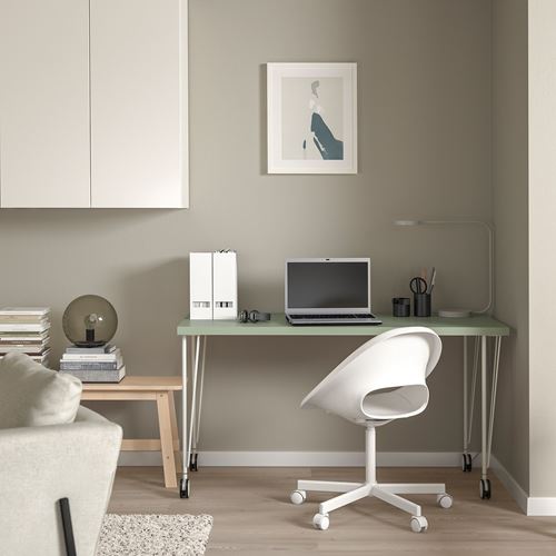 IKEA - LAGKAPTEN/KRILLE, çalışma masası, açık yeşil-beyaz, 140x60 cm