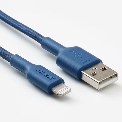 IKEA - LILLHULT, Lightning - USB kablo, mavi, 1.5 m