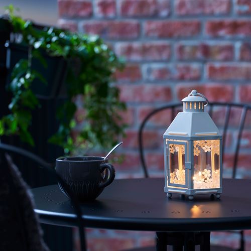 IKEA - KRINGSYNT, lantern, white, 21 cm