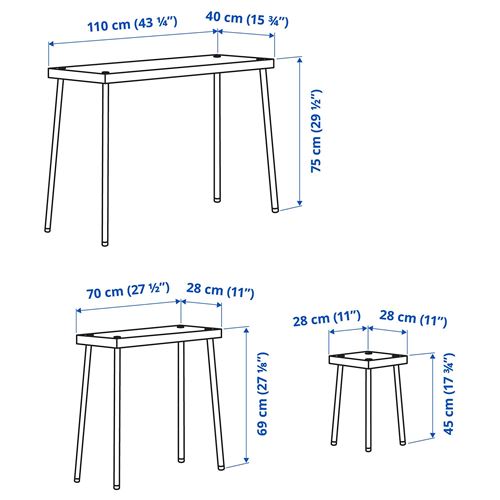 IKEA - FRIDNAS, kitchen table set, birch/black, 2 stools