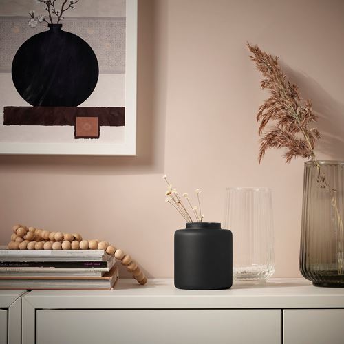 IKEA - KONSTFULL, cam vazo, siyah, 10 cm