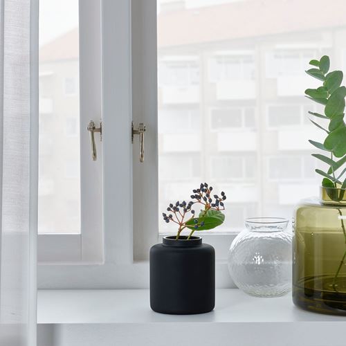 IKEA - KONSTFULL, cam vazo, siyah, 10 cm